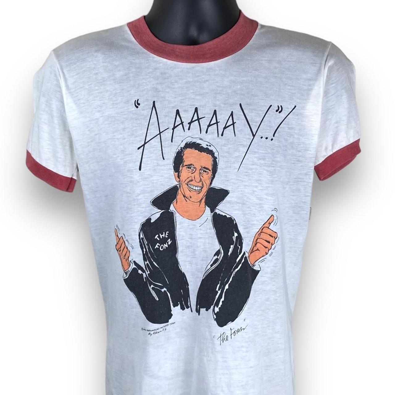 Vintage 70s/80s The Fonz Fonzie Ringer Style Happy... - Depop