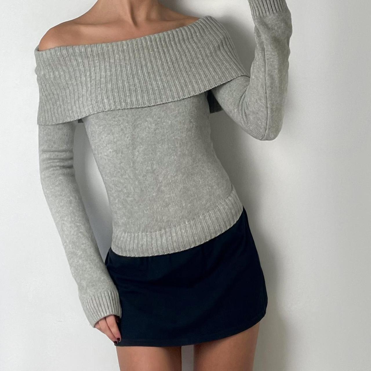 Beautiful Subdued grey knit jumper Super flattering... - Depop