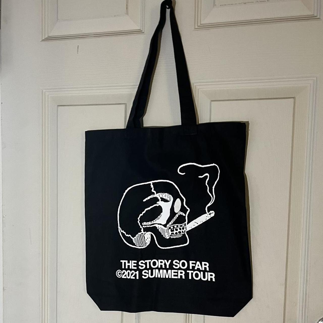 The Story So Far tote bag skull smoking cig