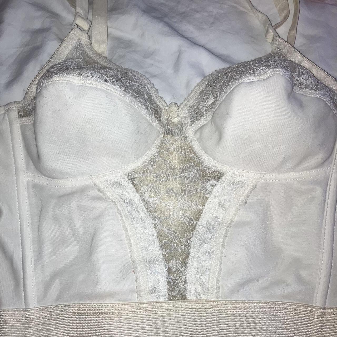 vintage white/cream longline bra corset top! has... - Depop