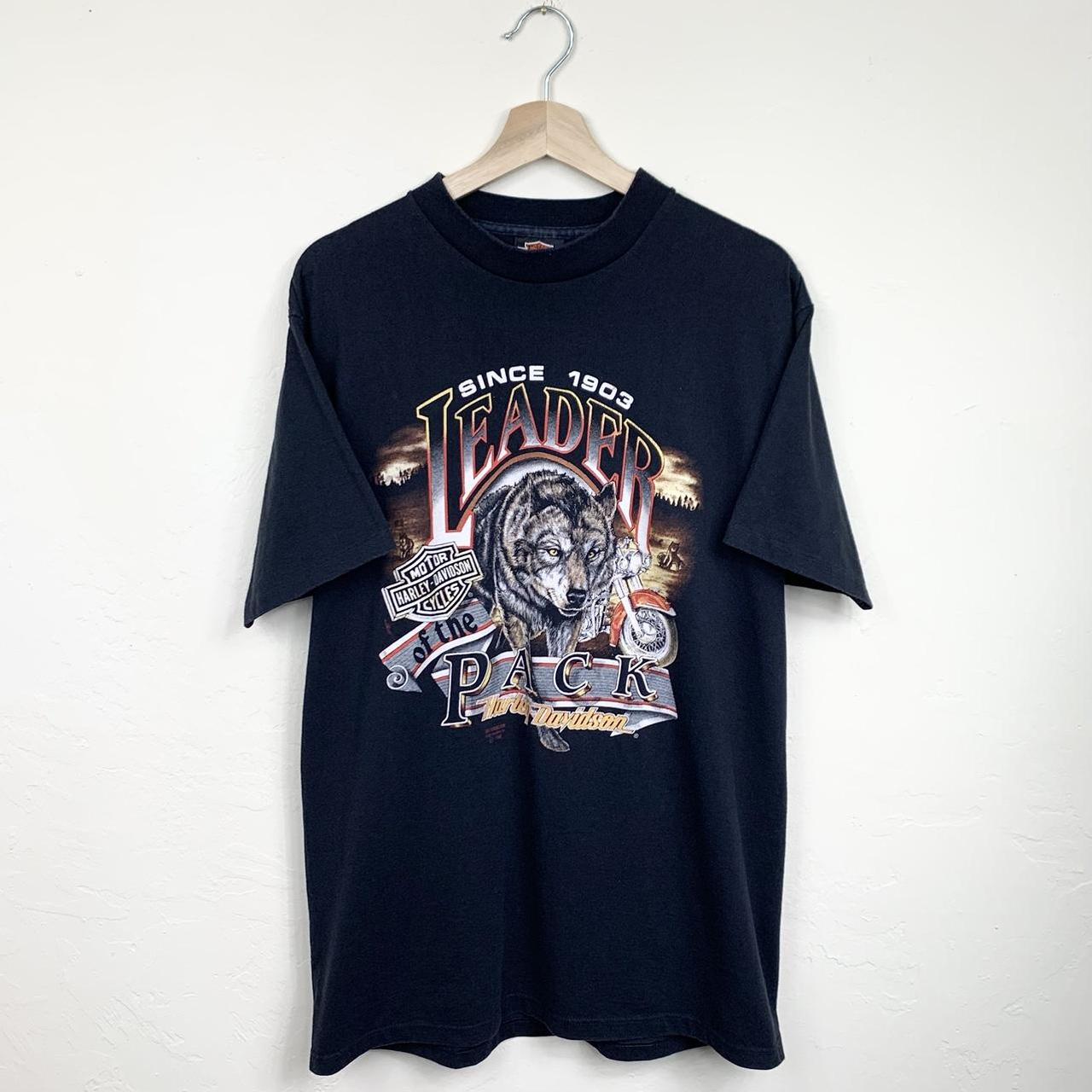 Harley Davidson Men's Black and White T-shirt | Depop