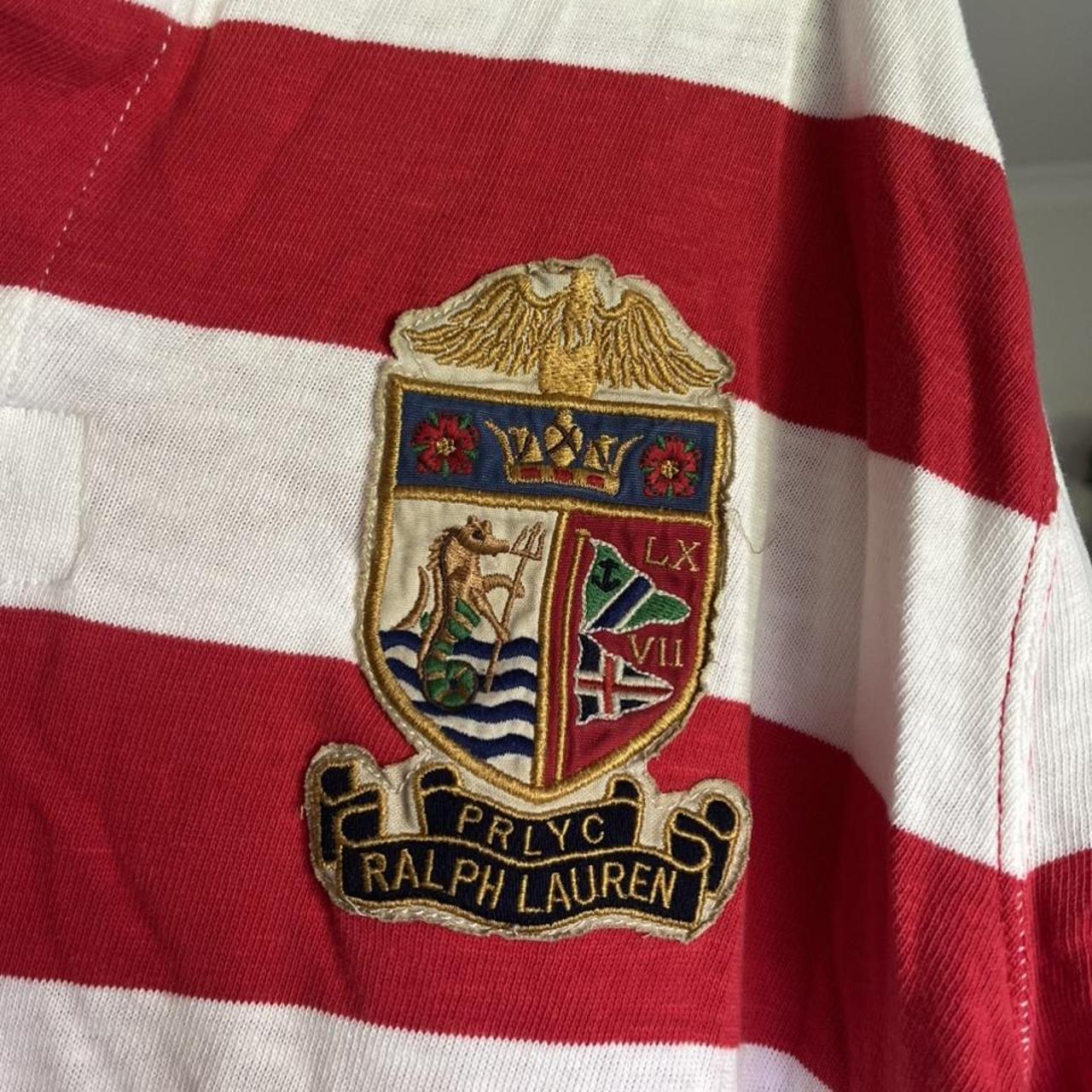 red and white striped rugby jumper vintage polo... Depop