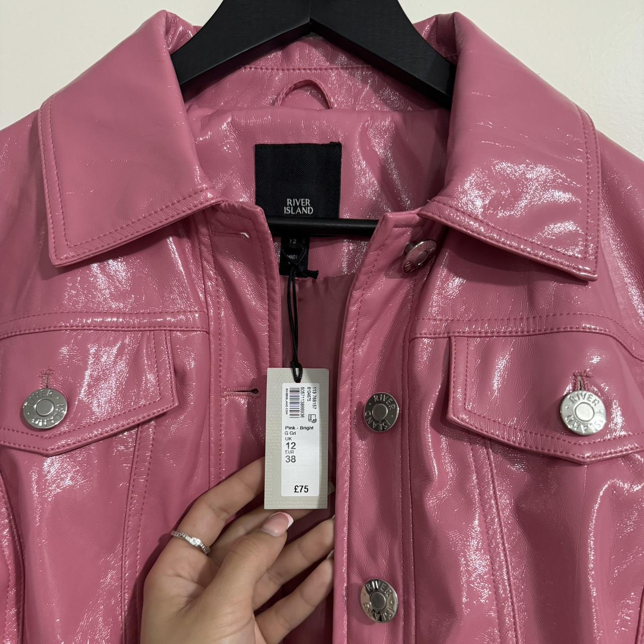 River island pink leather jacket online