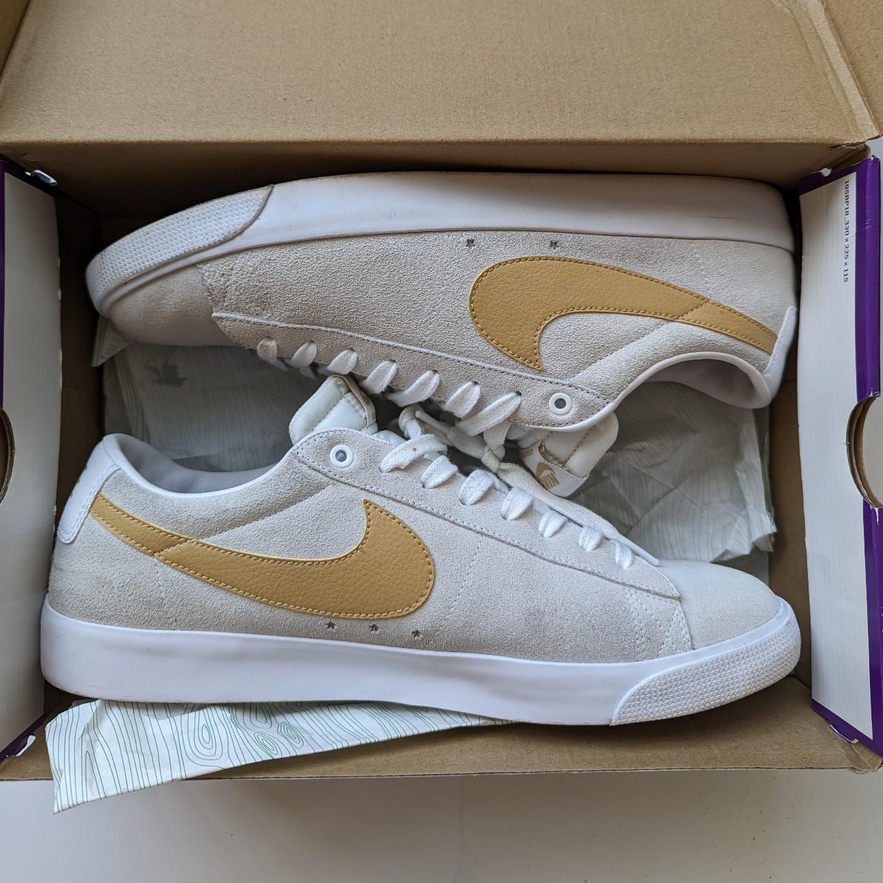 Nike SB Zoom Blazer Low White/Club Gold-White, size... - Depop