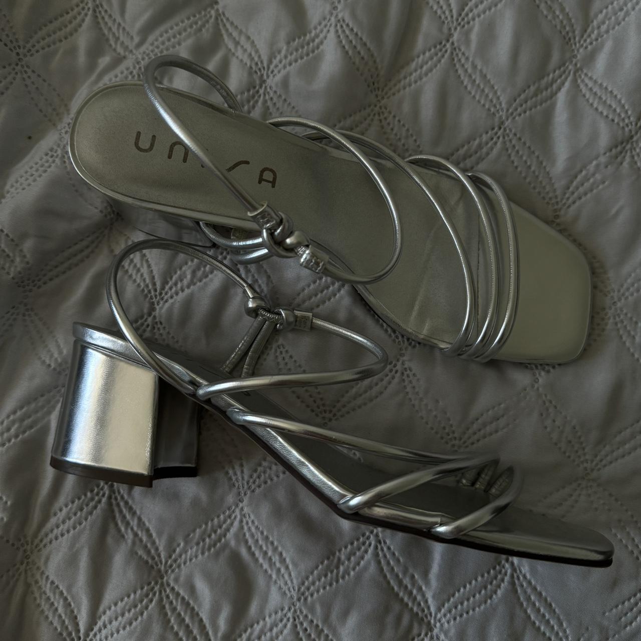 Silver heels / mules! Only worn a couple times - Depop