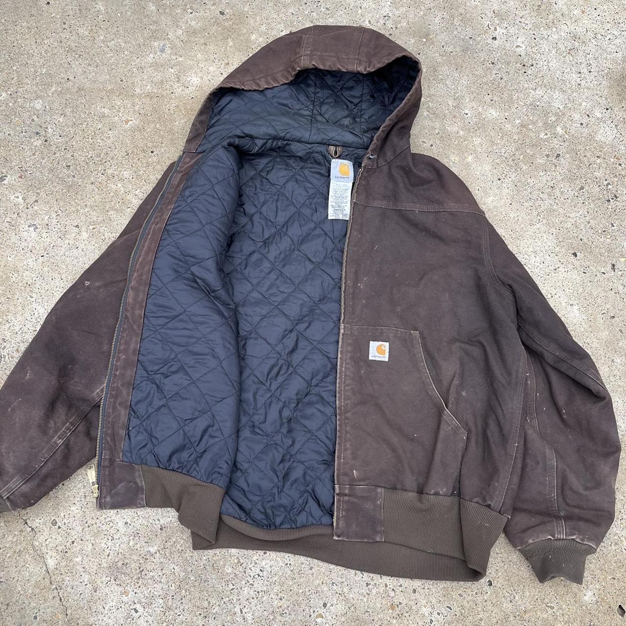 Carhartt Hooded Work Jacket Size large; quilt lining... - Depop