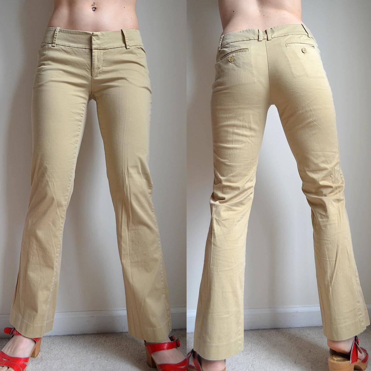 low rise tan khaki dress pants from mossimo labeled... - Depop