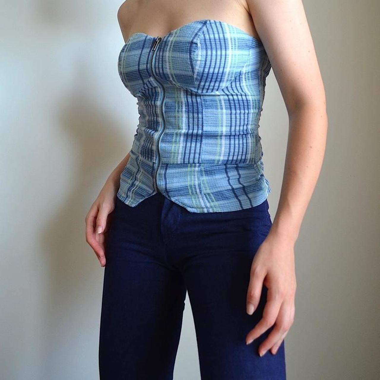 Blue Paradise Strapless Corset Top - Blue Print