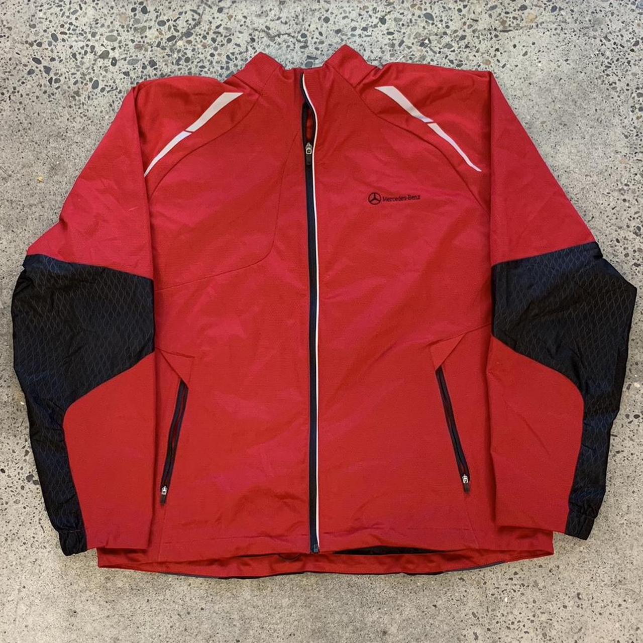 Mercedes Benz Red Racing Jacket XL Length 28.5... - Depop