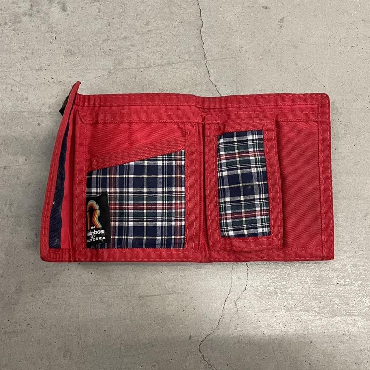 Velcro plaid wallet Vintage Red blue and green... Depop
