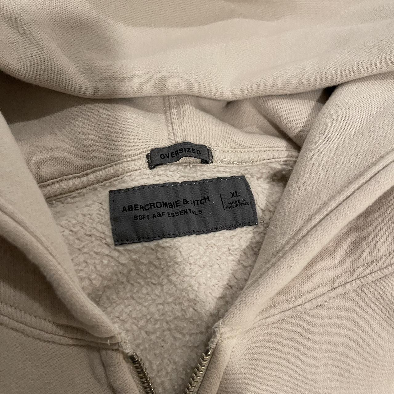 Abercrombie & Fitch Popover zip up hoodie in tan... - Depop