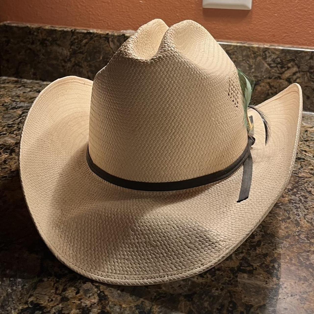 Stetson cowboy hat with feathers - Used but in good... - Depop