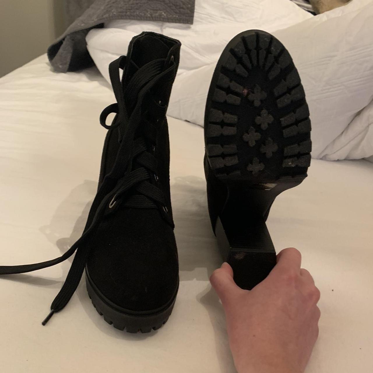 Black chunky combat heels with laces women’s size 8... Depop