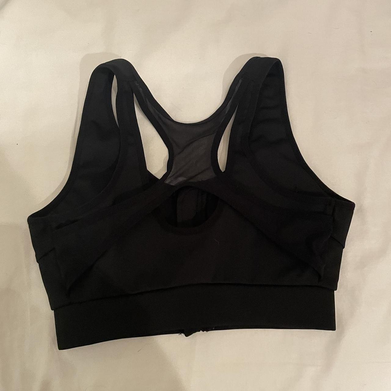 adrienne vittadini black zip front sports bra with... - Depop