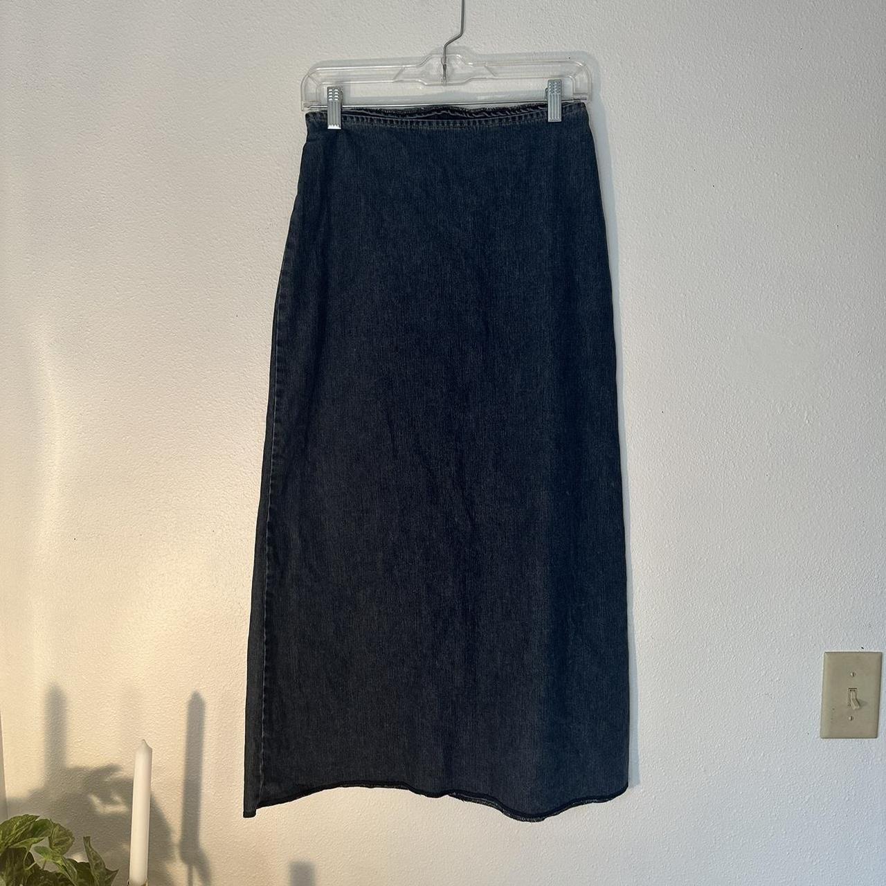 VINTAGE H&M DENIM MAXI SKIRT -size small -zips in... - Depop