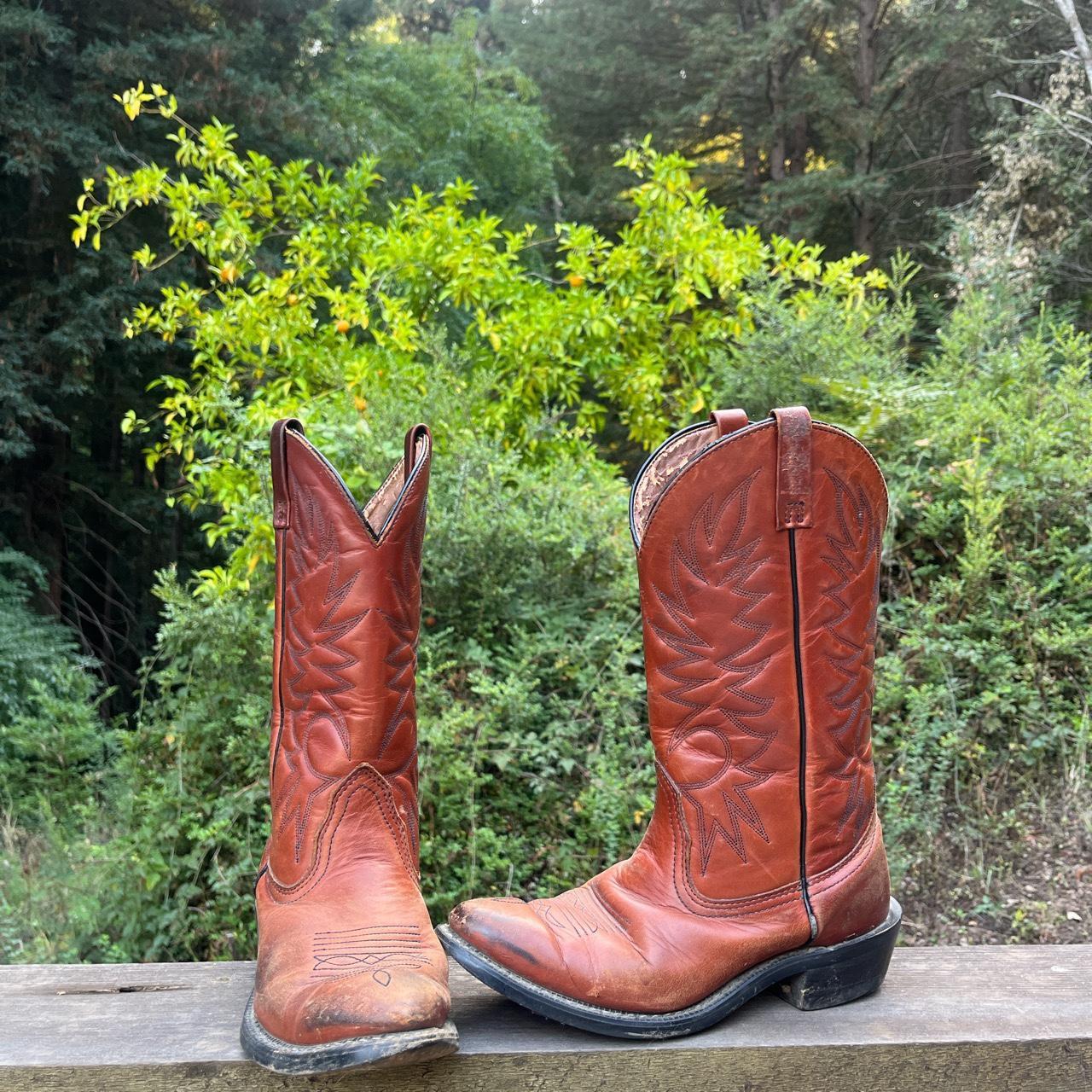 pretty-dark-brown-cowboy-boots-women-s-8-5-depop