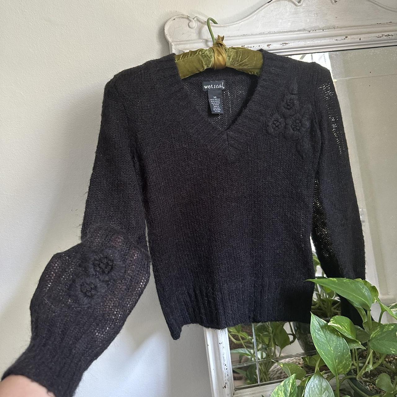 Vintage Black Mohair Knit Sweater Size XS 90s Y2K... - Depop