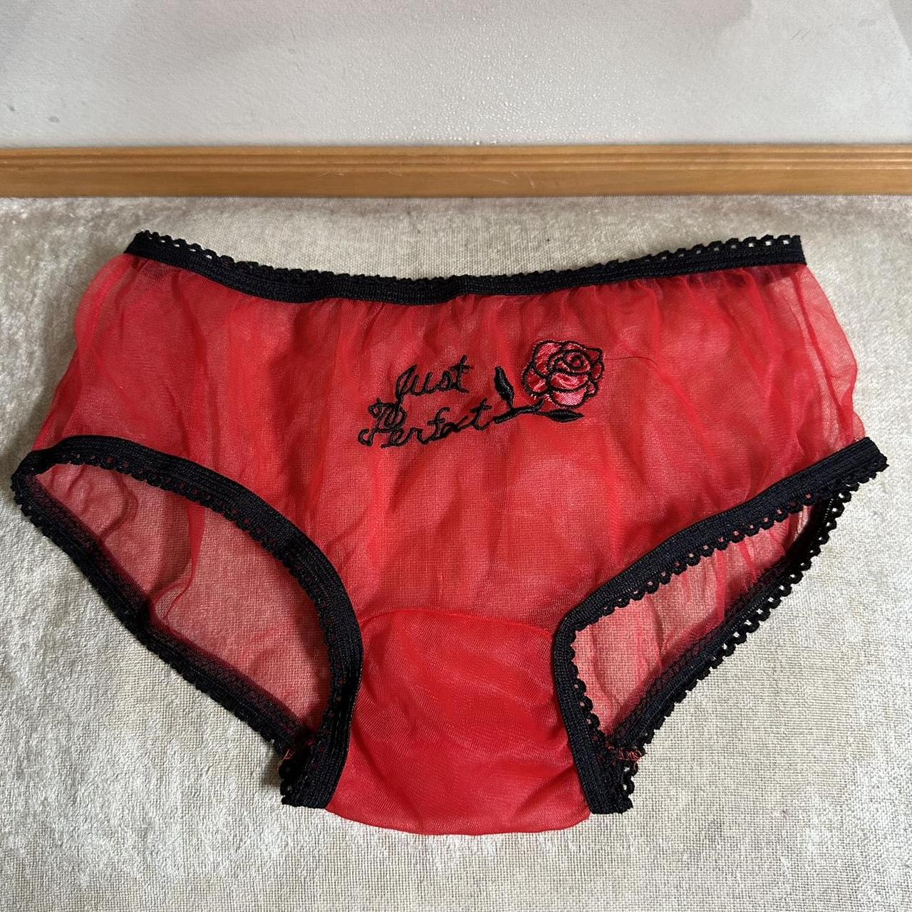 Vintage Panty Size Small 1970s red nylon sheer... - Depop