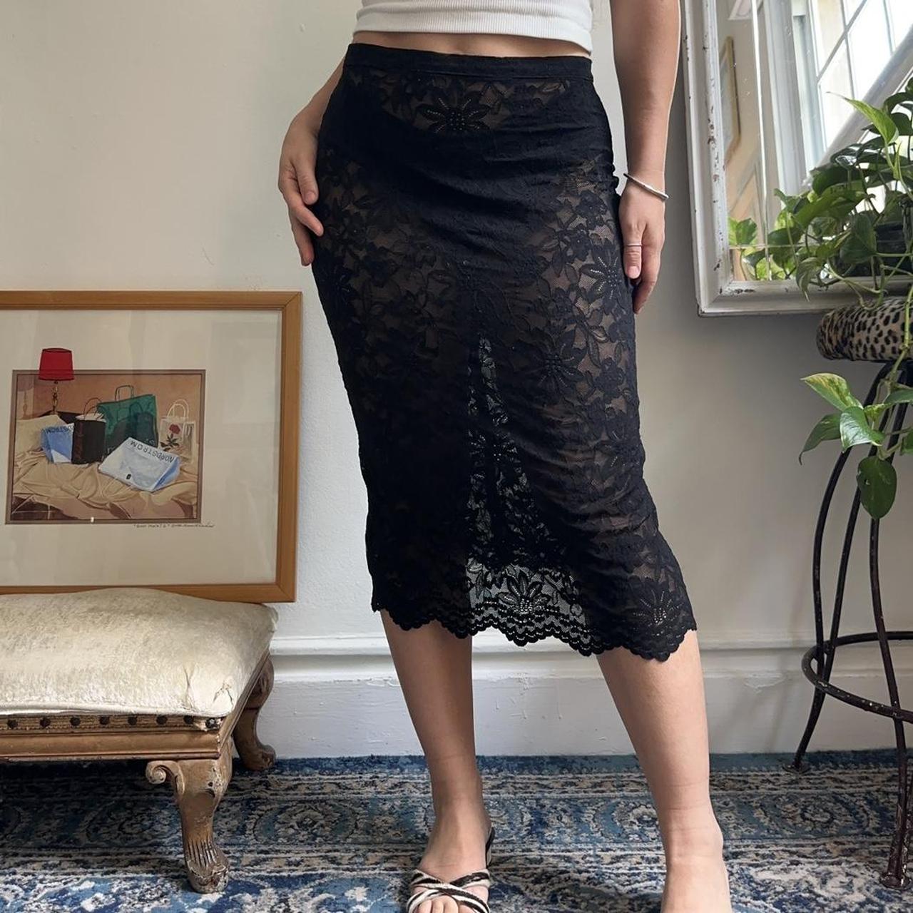 Black lace skirt xs hotsell