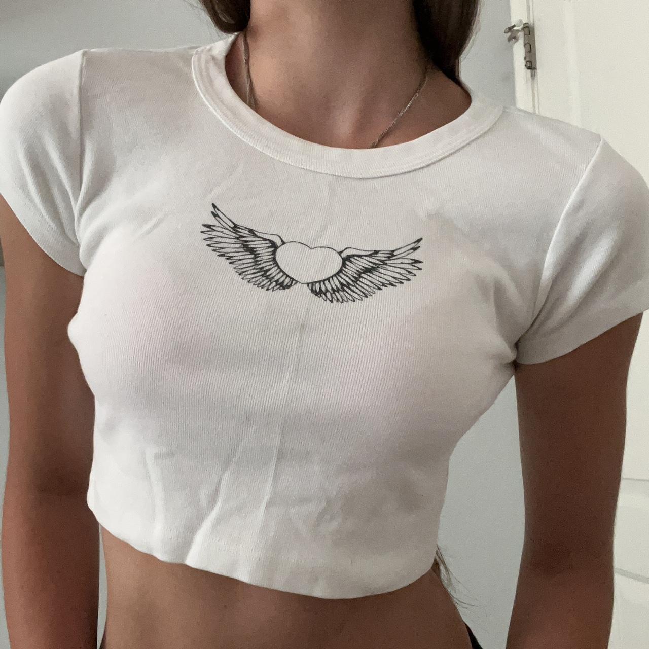 brandy melville heart wings crop top, one size , for