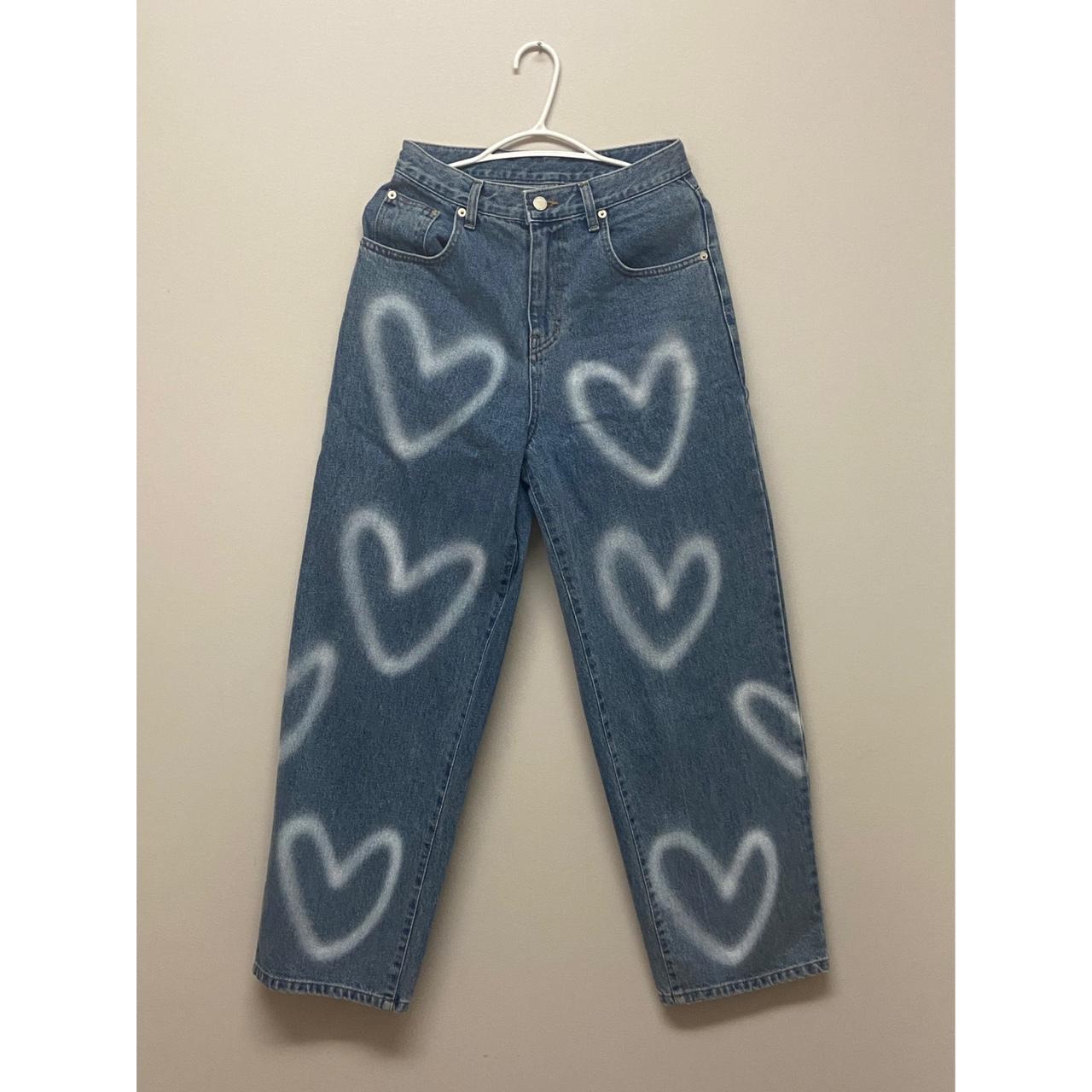 ●MIDNIGHT MOVE● unisex heart denim pants blue s26 Stray Kids Hyunjin Midnight Move Heart Denim Pants | Depop