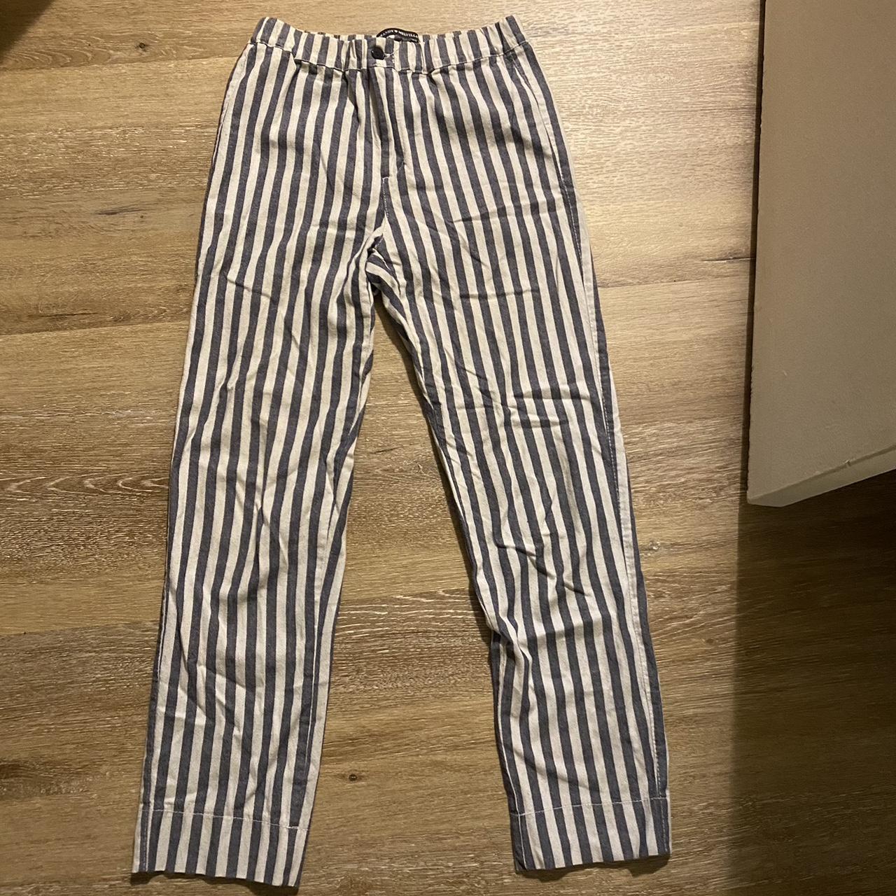 brandy melville white and gray striped tilden - Depop