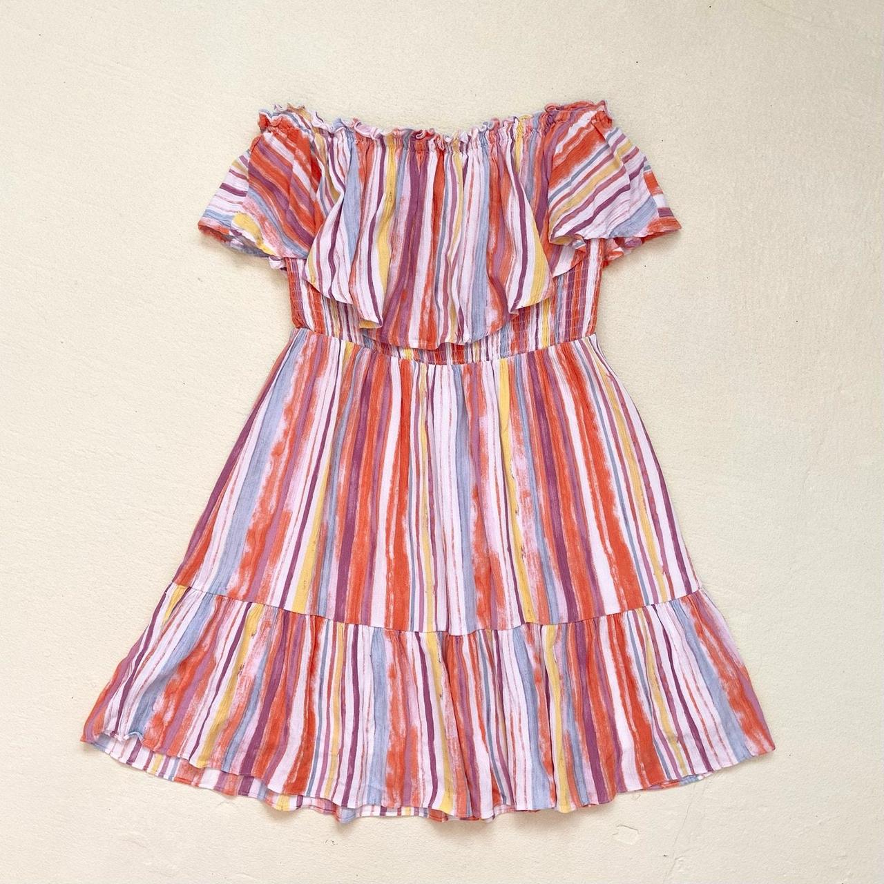 Lush Strapless Ruffle Stripe Mini Dress Size