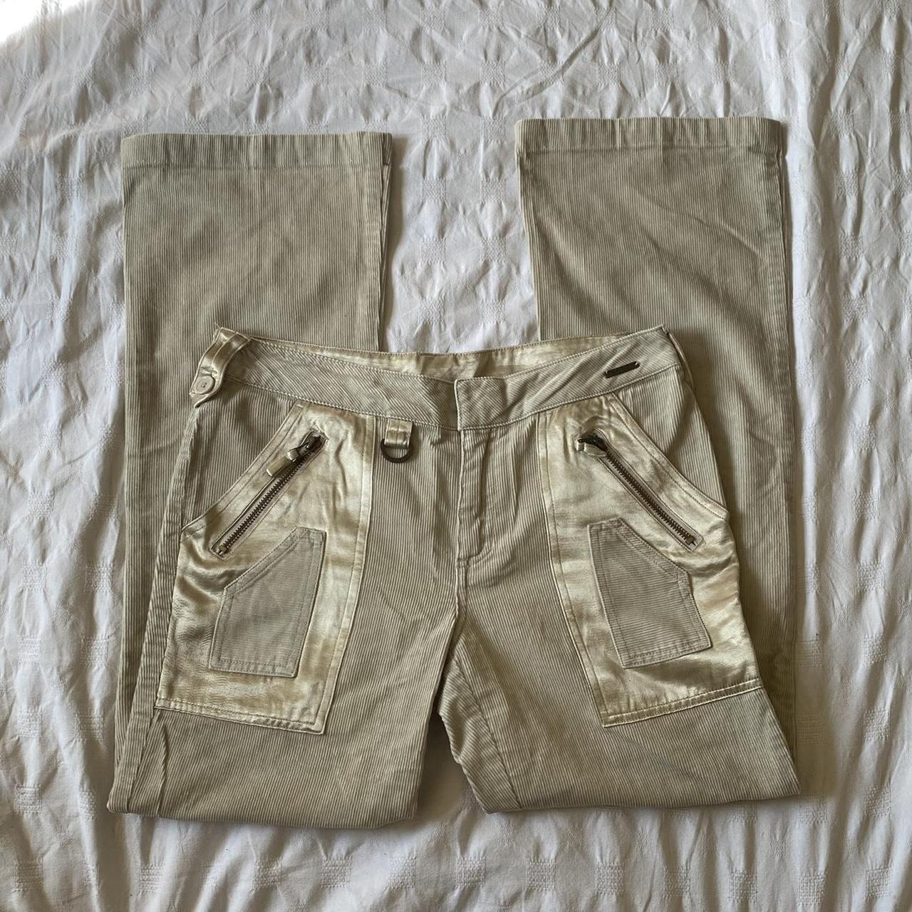 Vintage elle corduroy and satin trousers Cargo style... - Depop
