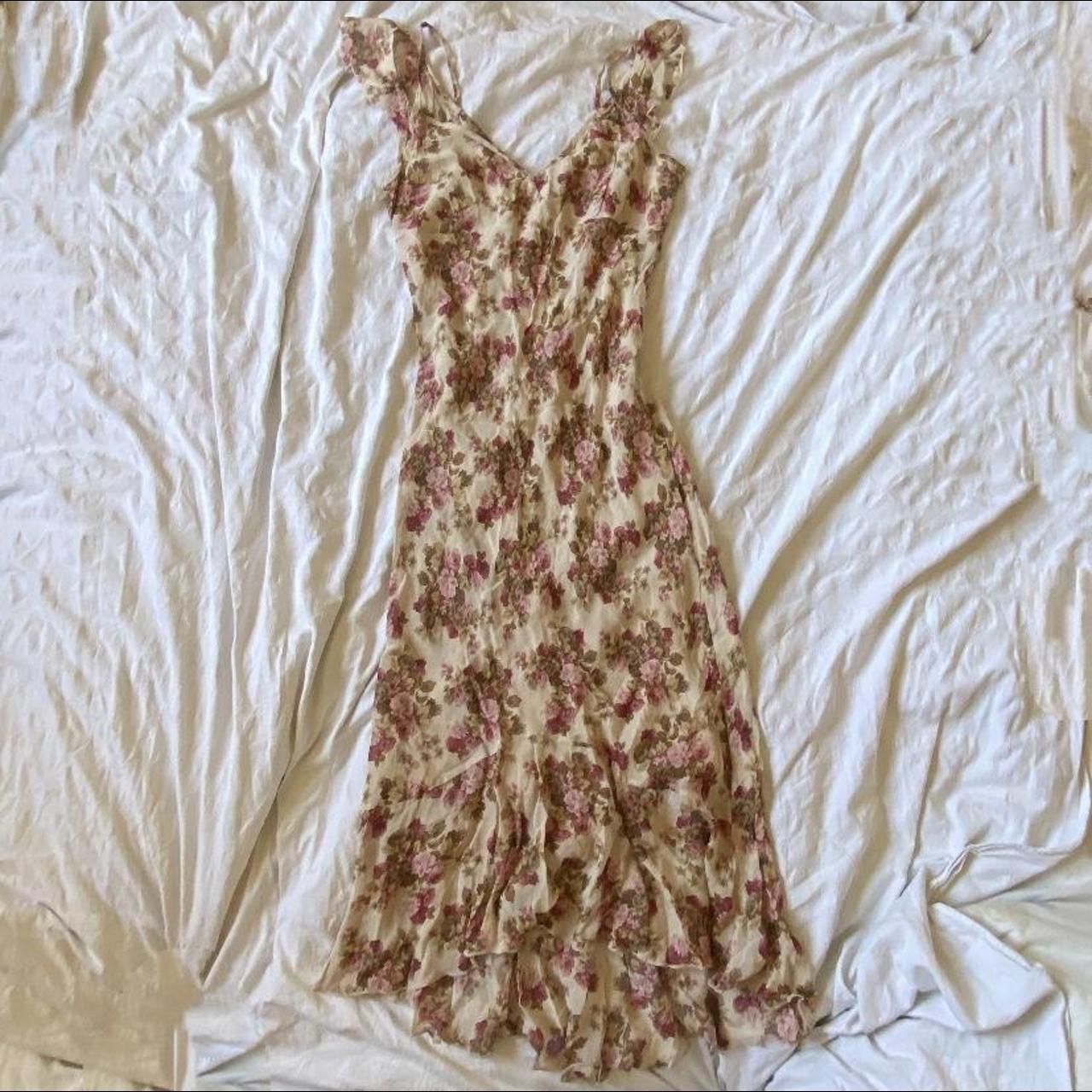 Beautiful floral mesh midi dress from vintage bay... - Depop