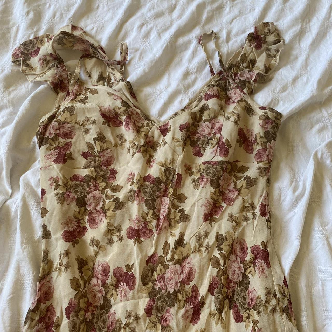 Beautiful floral mesh midi dress from vintage bay... - Depop