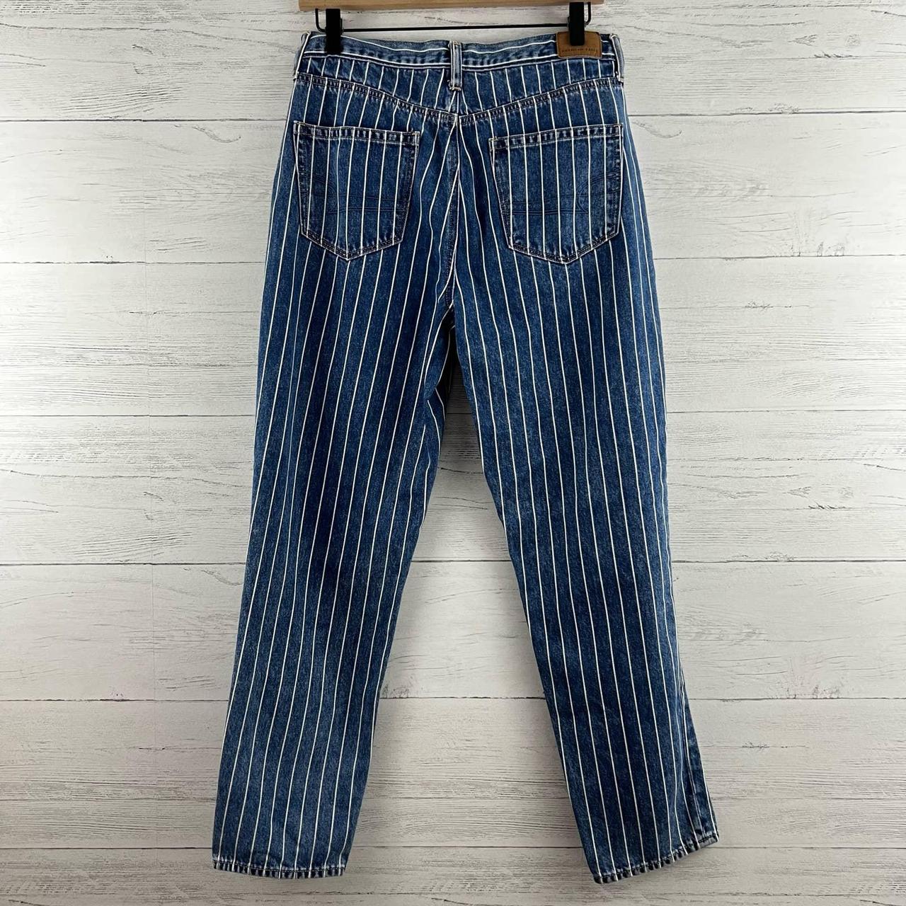 American Eagle blue and white striped mom jeans . Depop