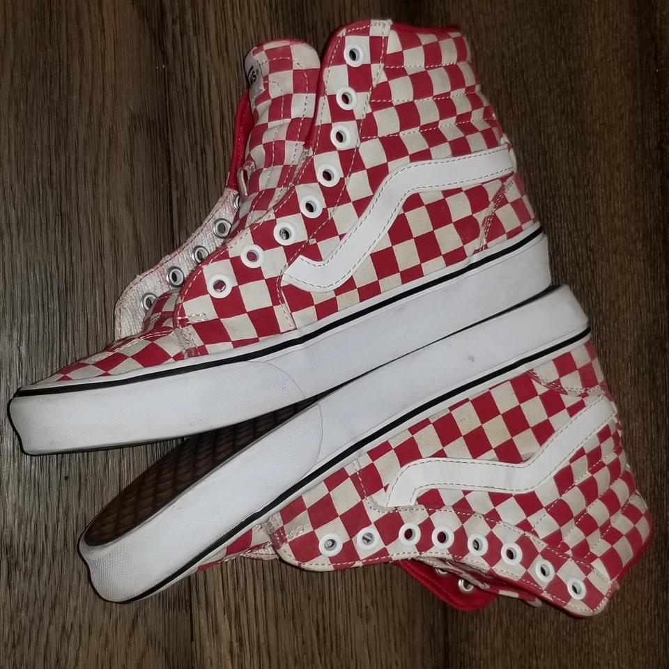 High top clearance red checkered vans