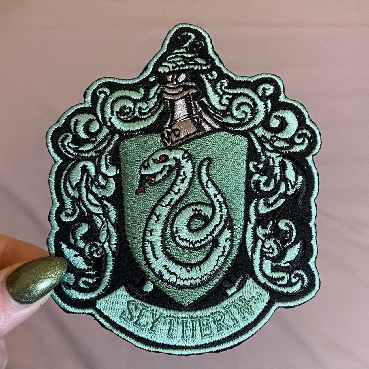 Harry Potter Slytherin iron-on embroidered patch,... - Depop