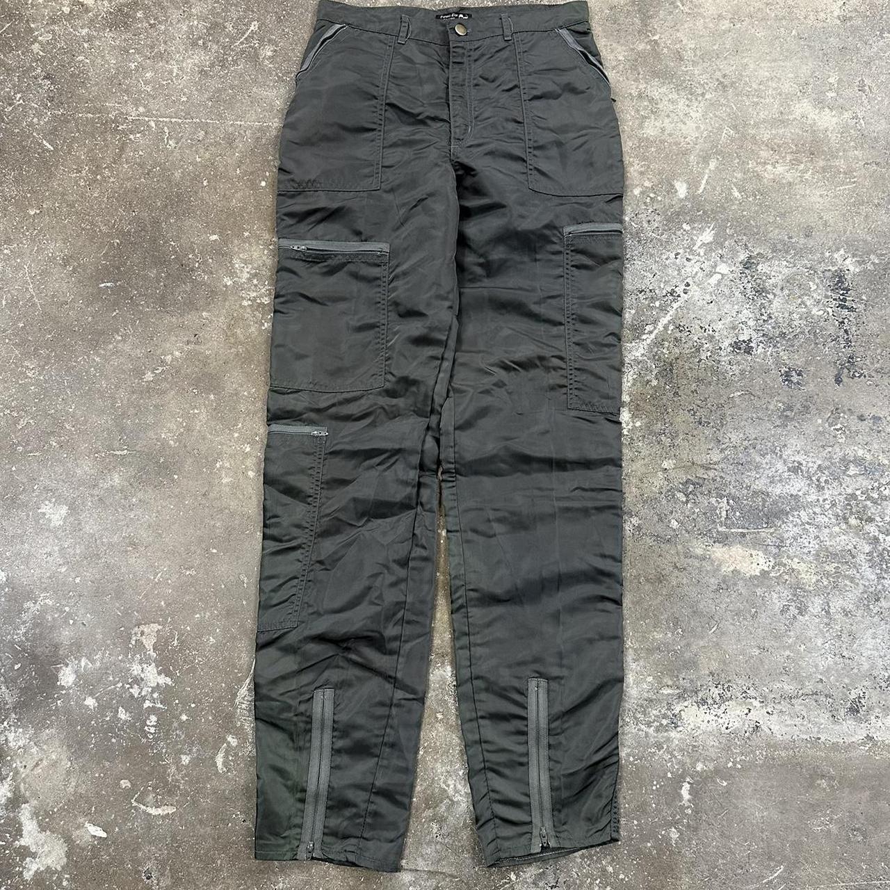 Panno D'Or Black Nylon Parachute Pants with Grey Zippers