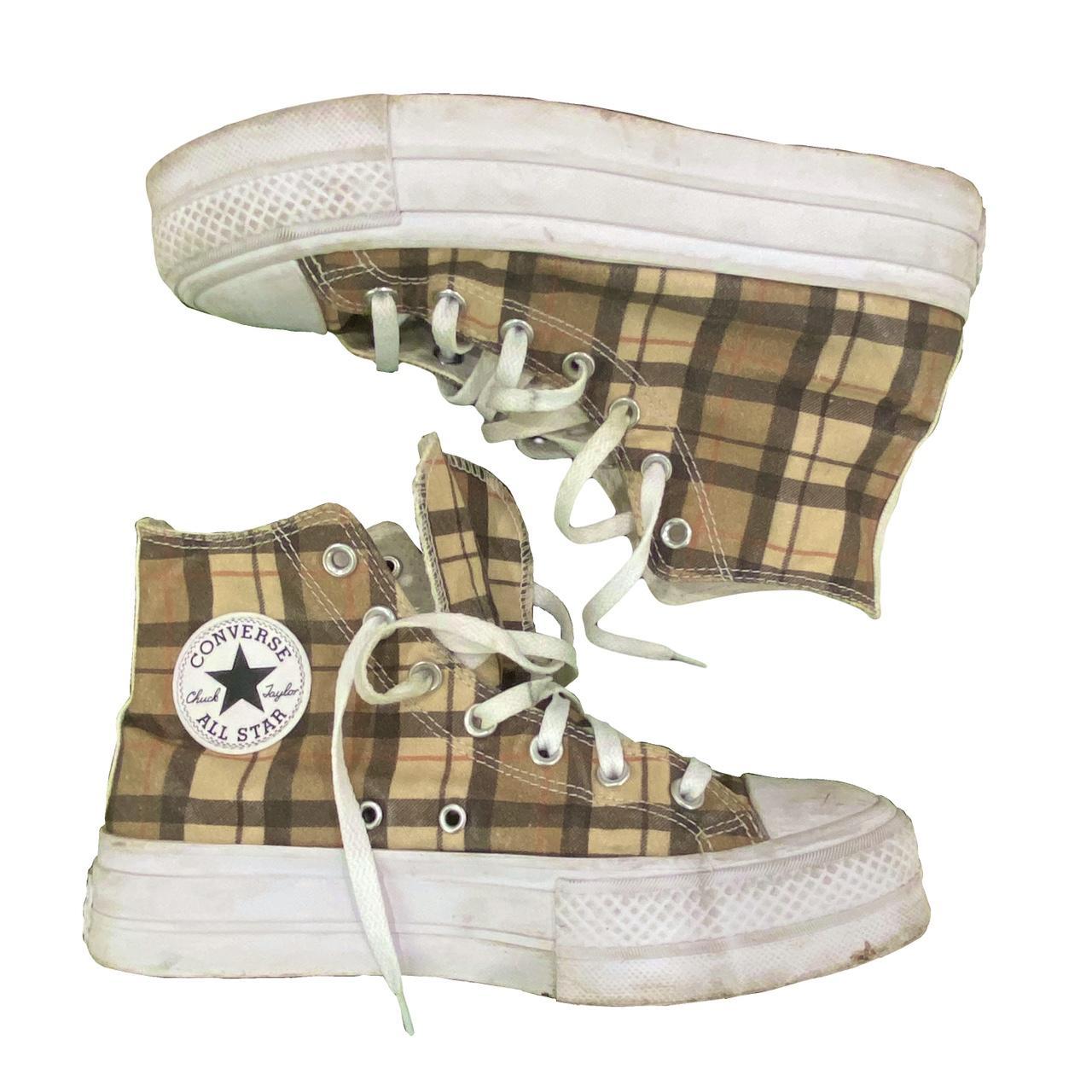 Brown platform plaid converse Amazing brown tones. Depop