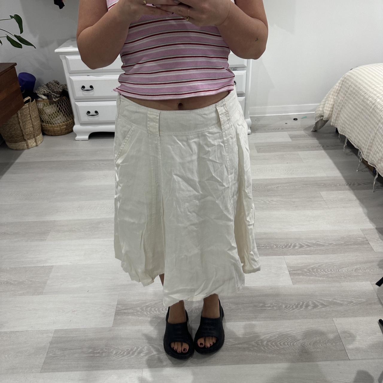 Witchery Linen Midi Pleated Skirt Had Pockets Depop