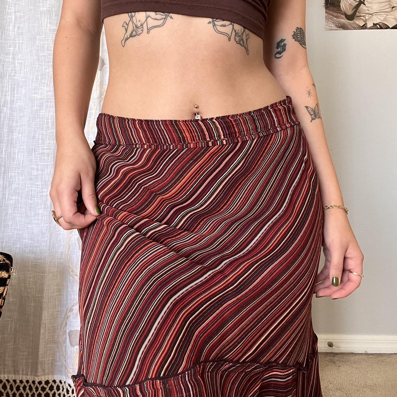 THE LIMITED Women's Burgundy and Red Skirt (2)