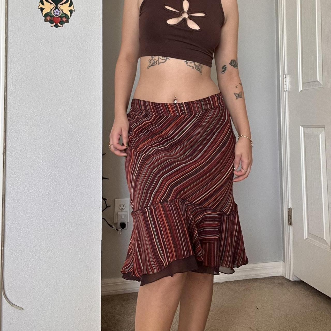 THE LIMITED Women's Burgundy and Red Skirt