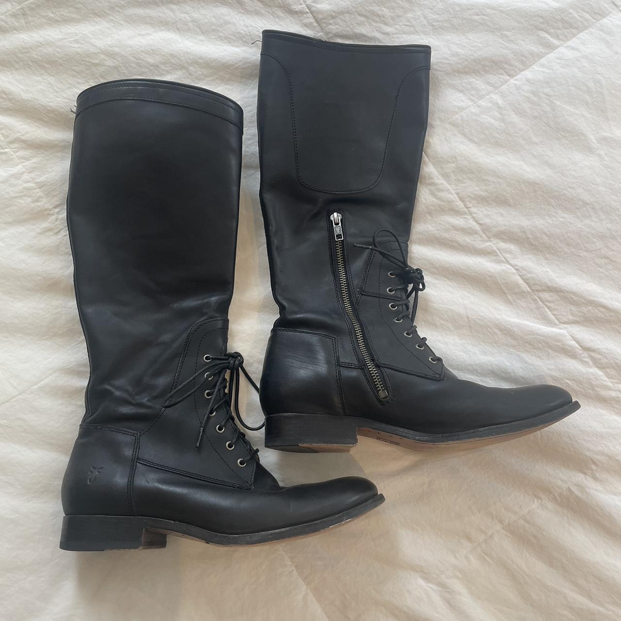 Frye Melissa Lace Up Leather Riding Boots In great. Depop