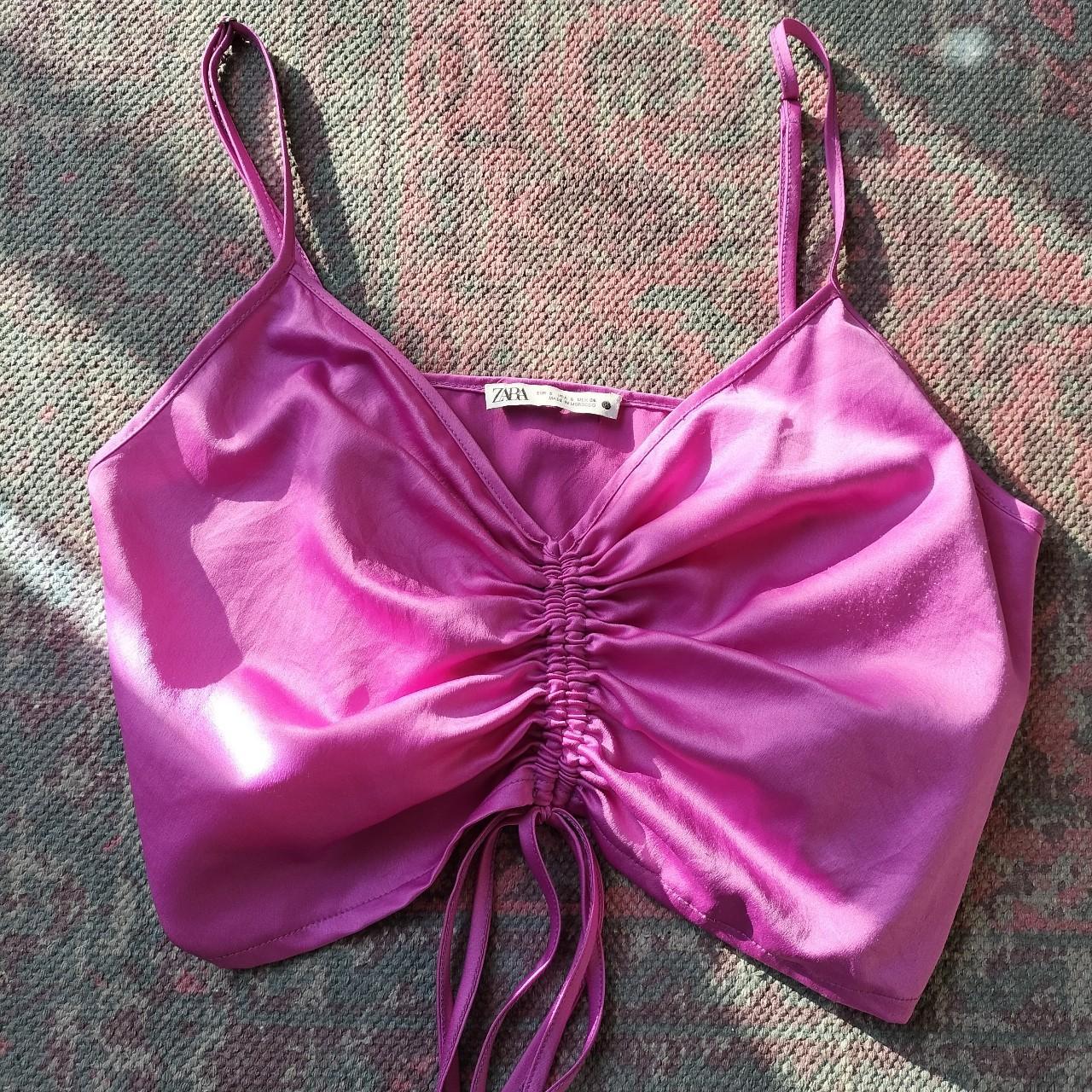 Zara, Tops, Zara Silk Satin Crop Top Bralette Pink