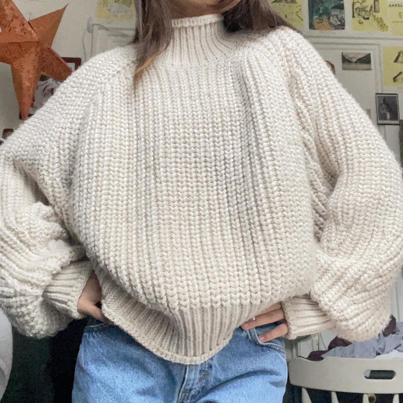 h&m cream knit turtle neck chunky sweater. sooo cute... - Depop