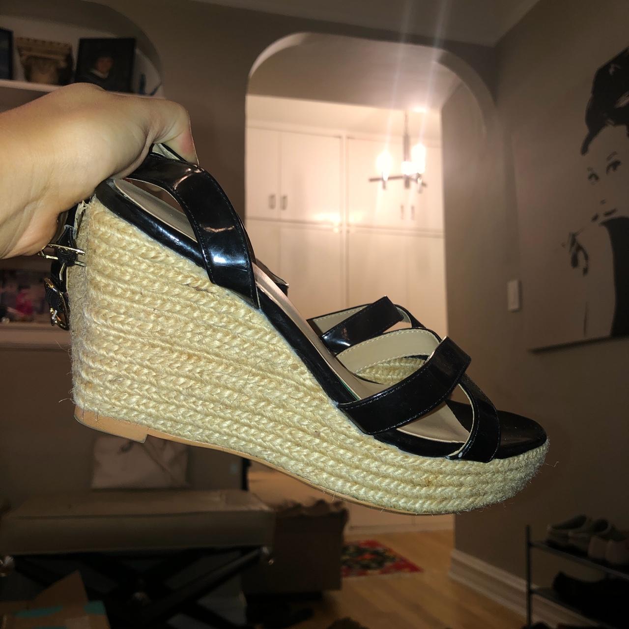 Boston Proper black basket wedge sandals Synthetic... Depop