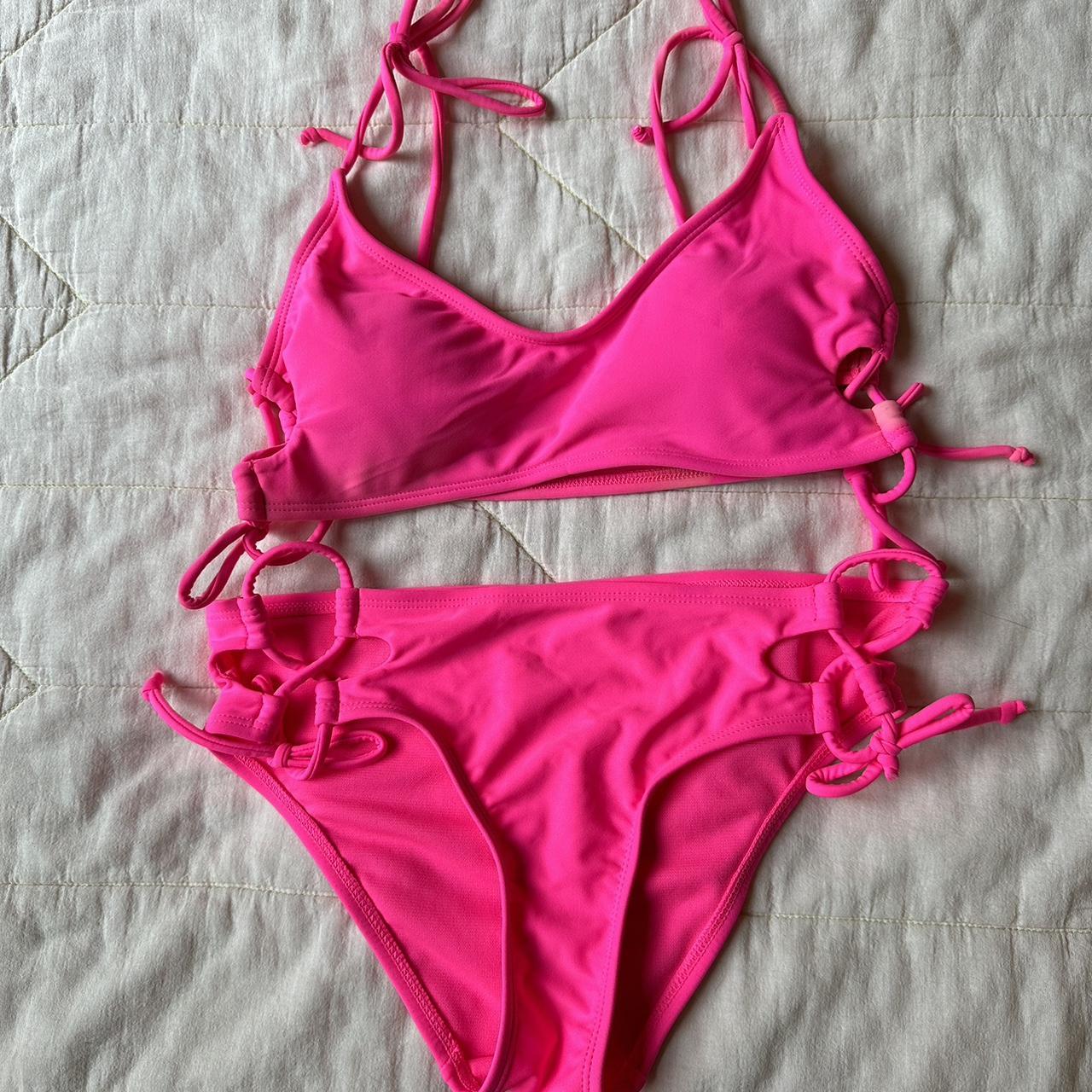 No boundaries neon bikini set Size small Super cute... - Depop