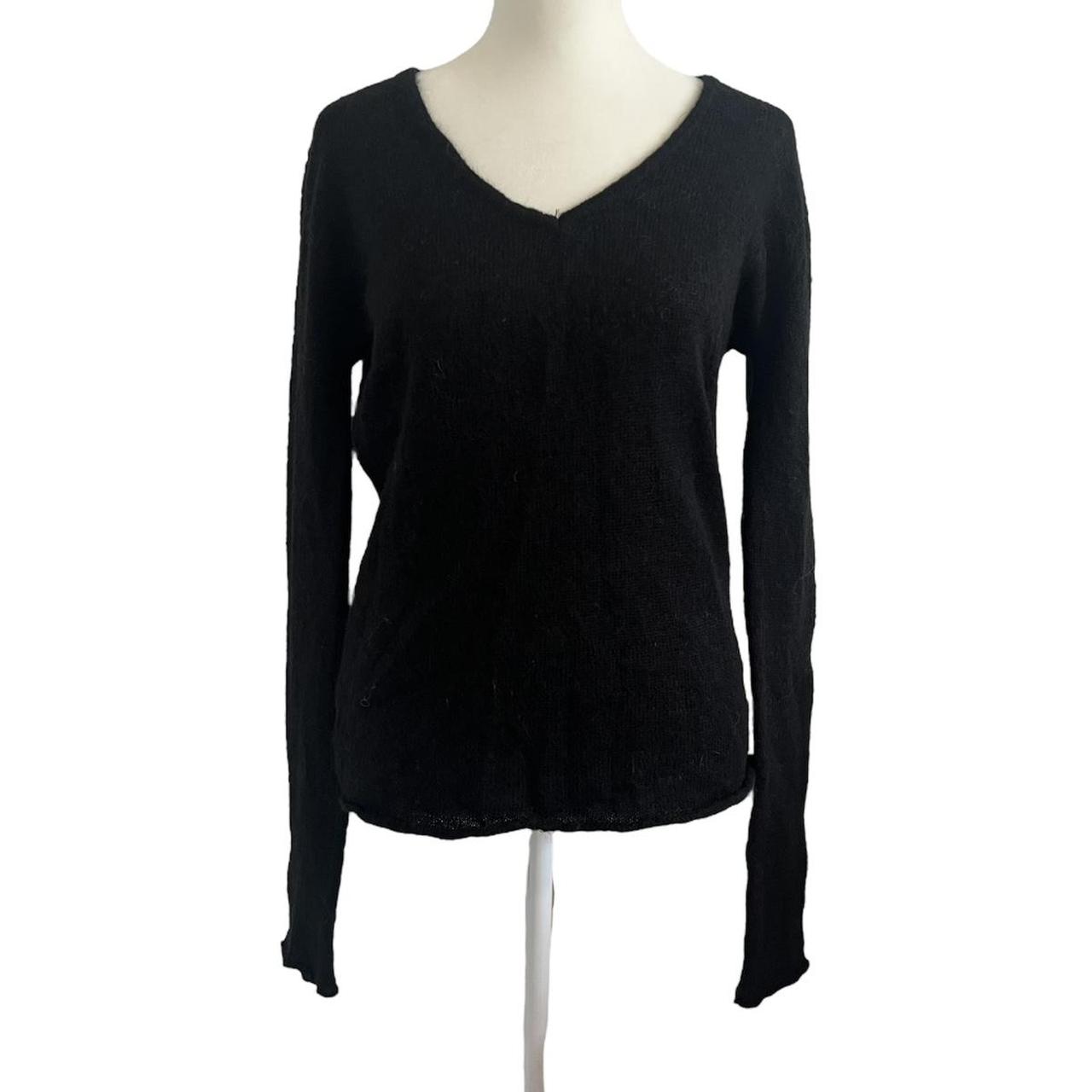 Brandy Melville Black Mohair V-Neck Sweater. One... - Depop