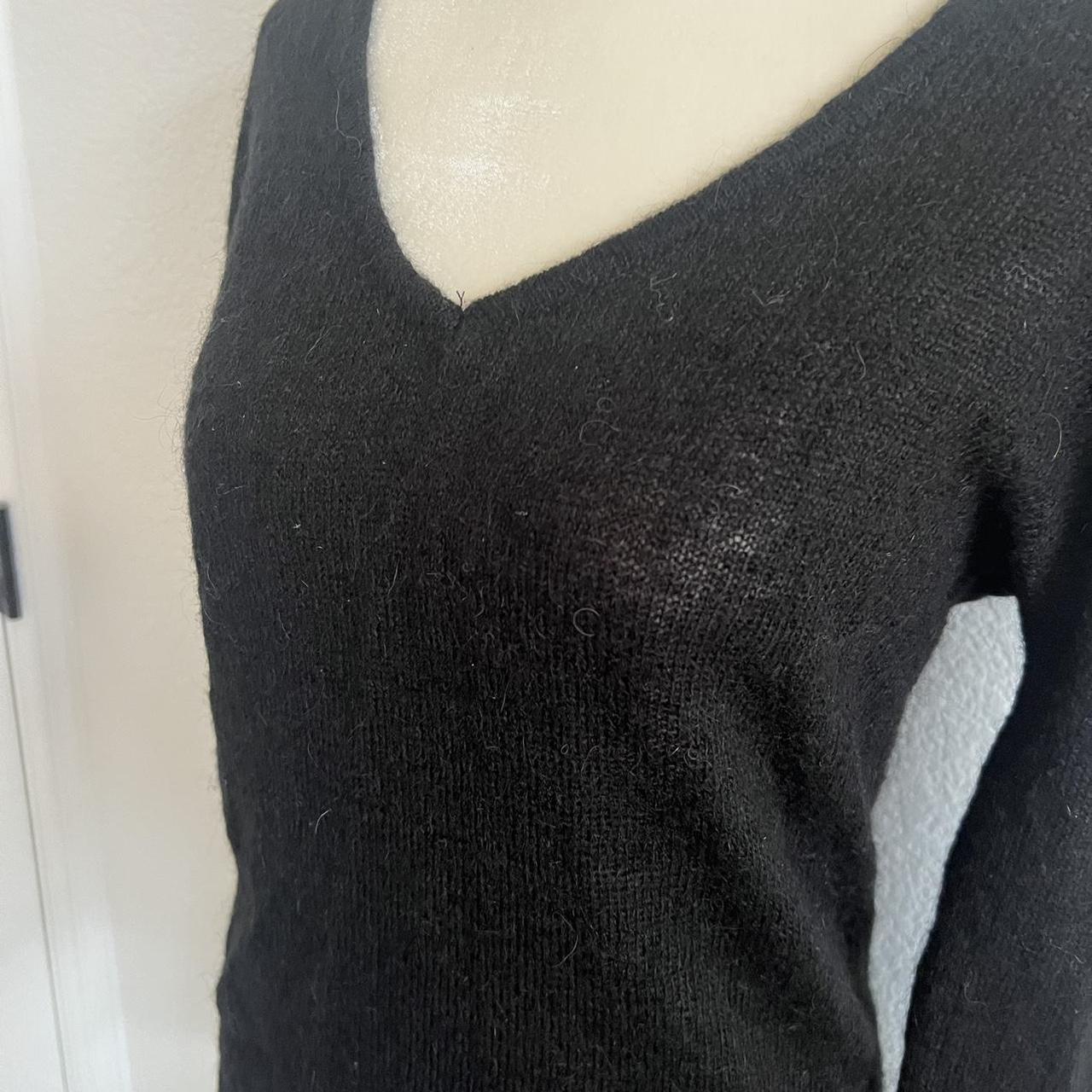 Brandy Melville Black Mohair V-Neck Sweater. One... - Depop