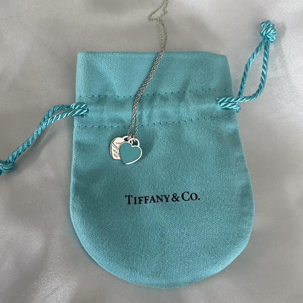 Return to Tiffany Double Heart Tag Pendant Necklace... - Depop