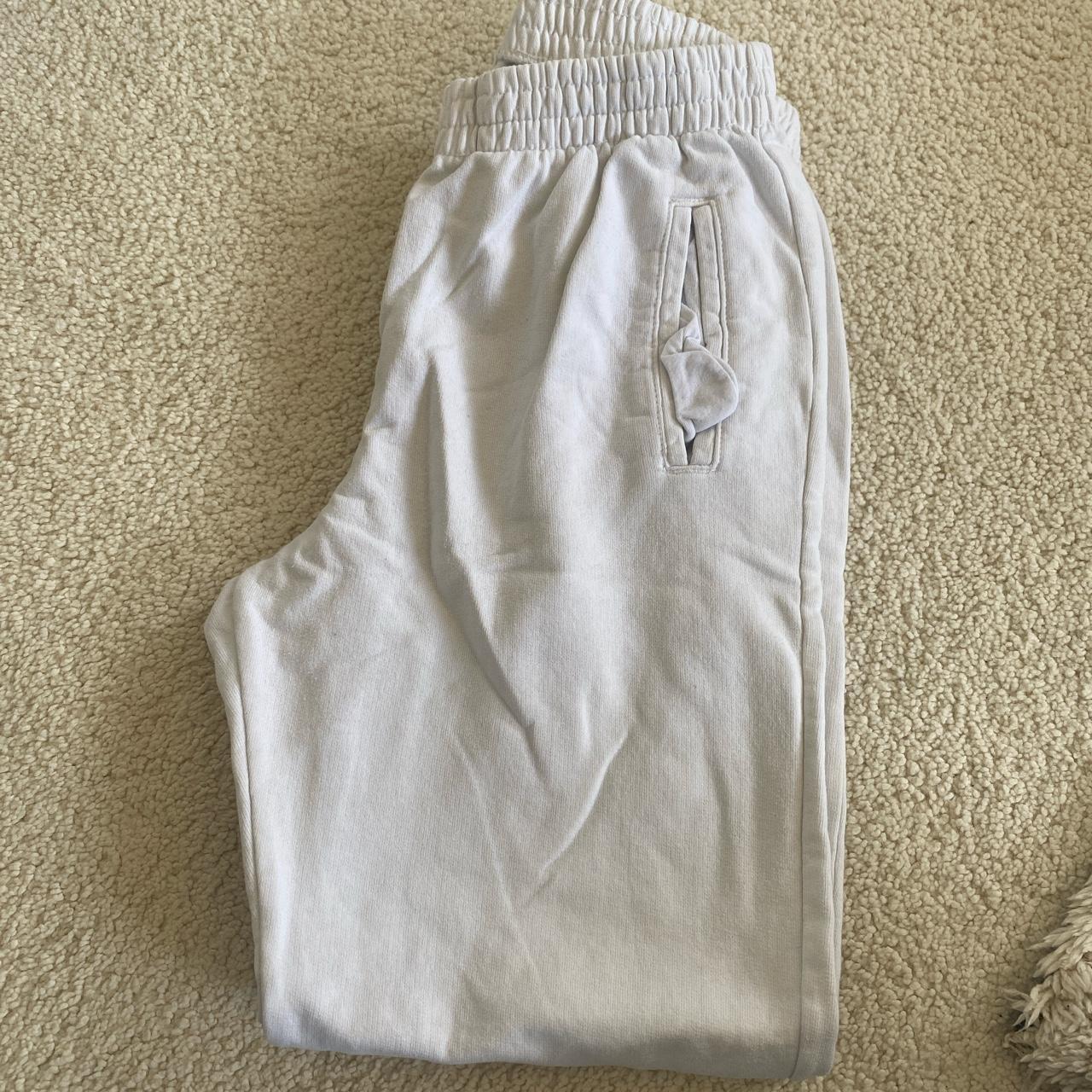 amazing white trackies from brandy melville so comfy... - Depop