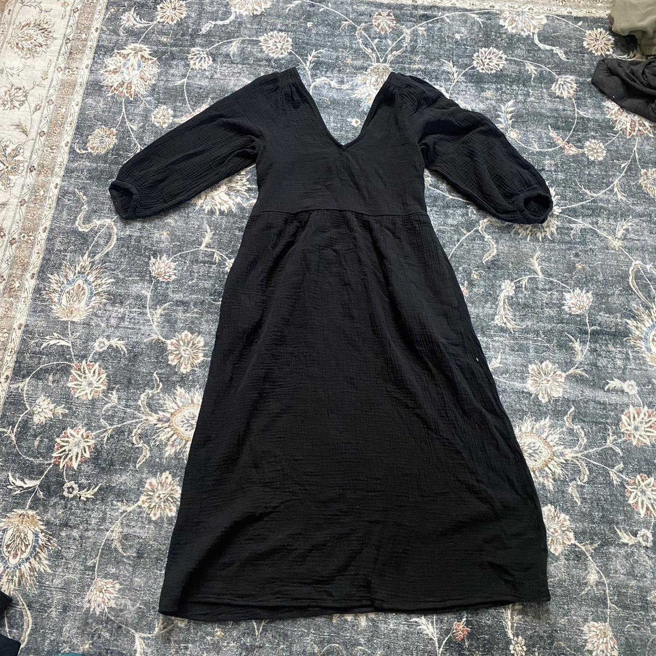 Madewell BNWT Black gauze material midi dress in xxs... - Depop