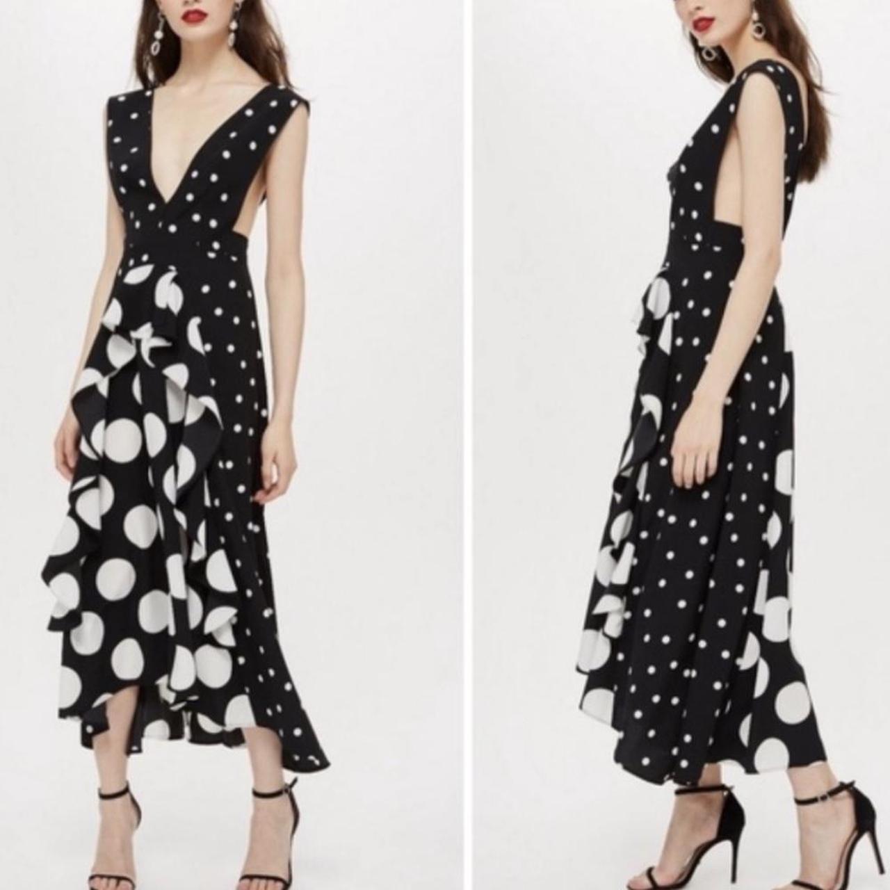 Topshop pinafore best sale polka dot dress