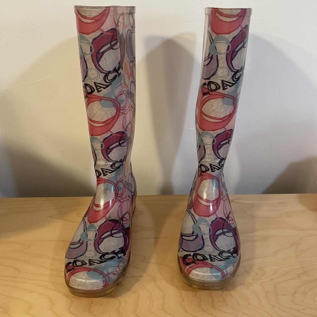 Purple coach rain boots deals